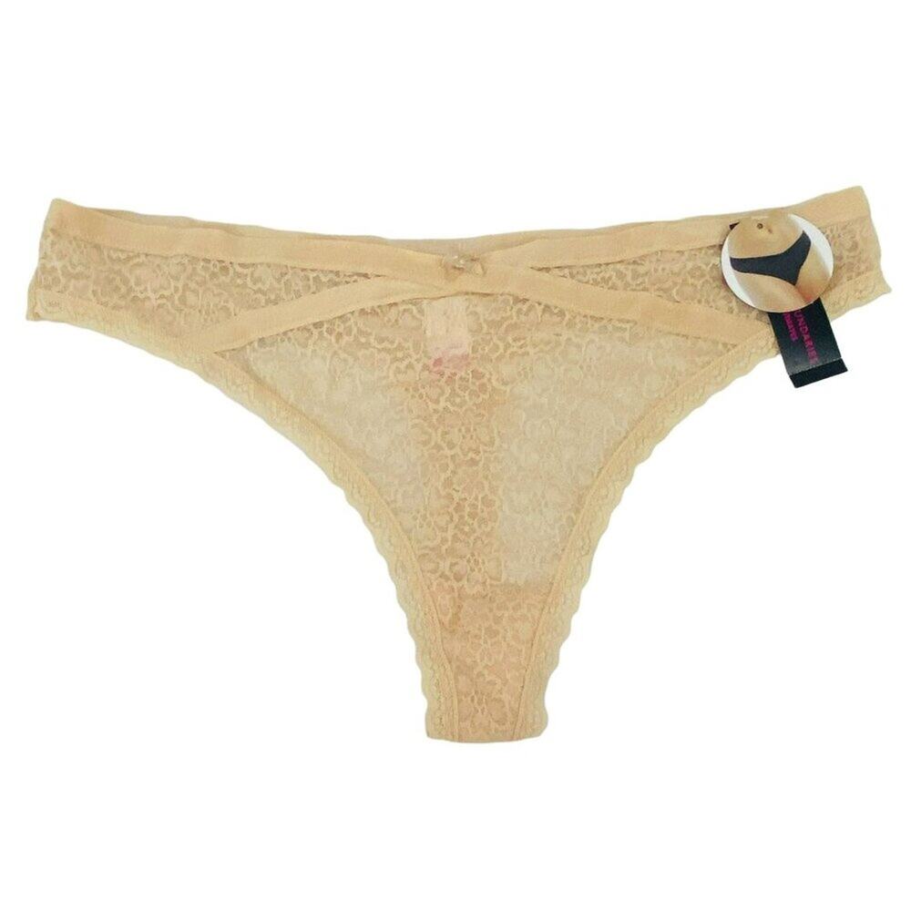 No Boundaries Women's Mock Split Lace Thong LT Cappuccino XXL NEW